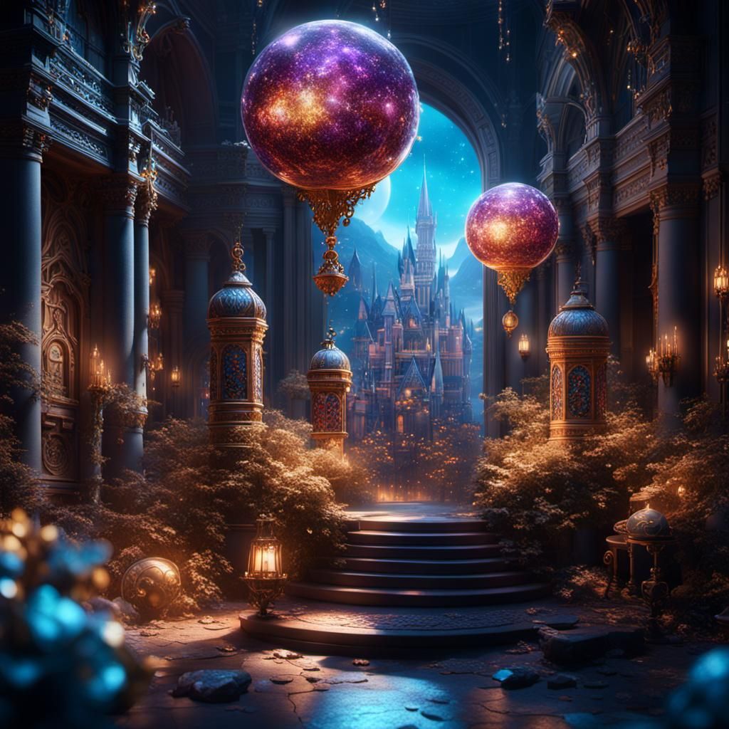 Sparkling Objects in a Fantasy Matte Painting