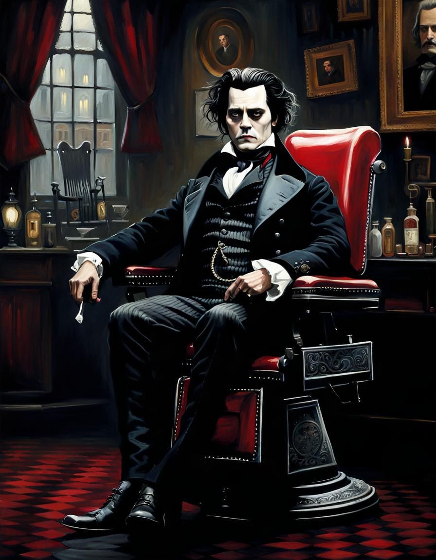 Sweeney Todd in Victorian London as Oil Painting