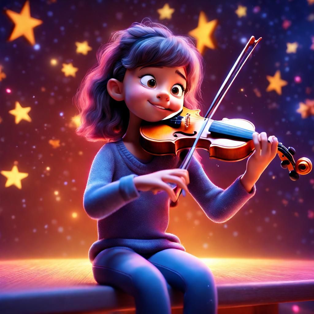 Twinkle Little Star Violin Student: 3D Digital Art