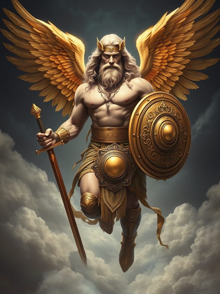 Hyper-Realistic God of War in Golden Regalia