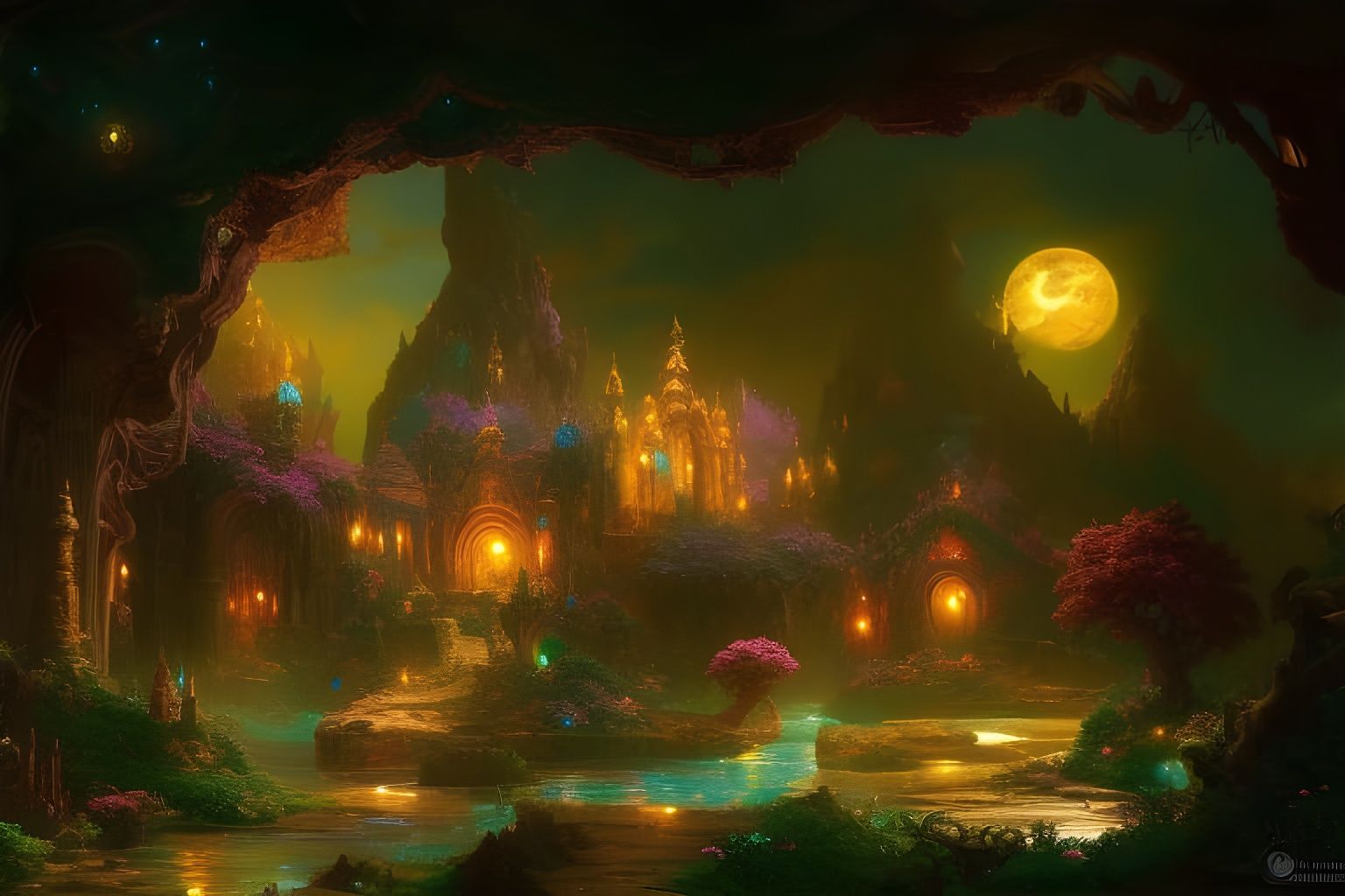 glowing fantasy estate