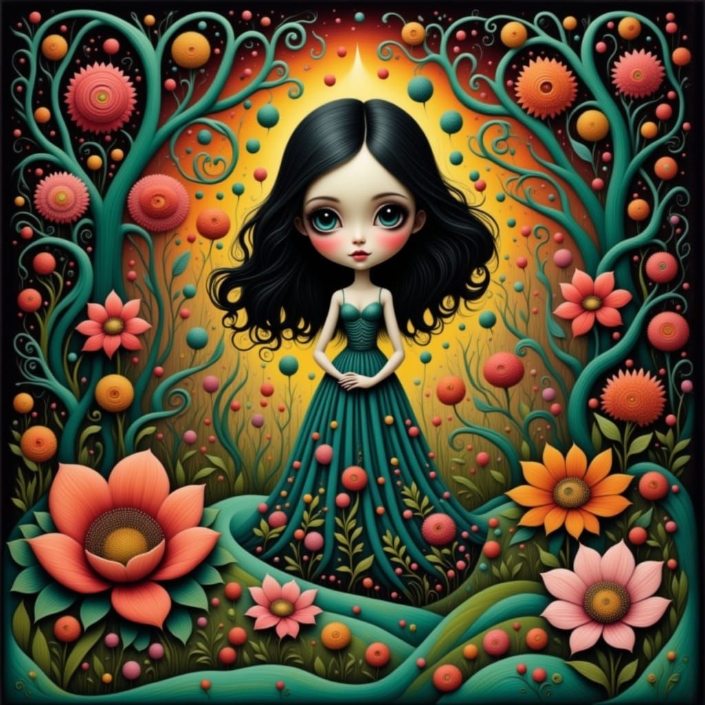 Whimsical Valentine's Day Woodcut