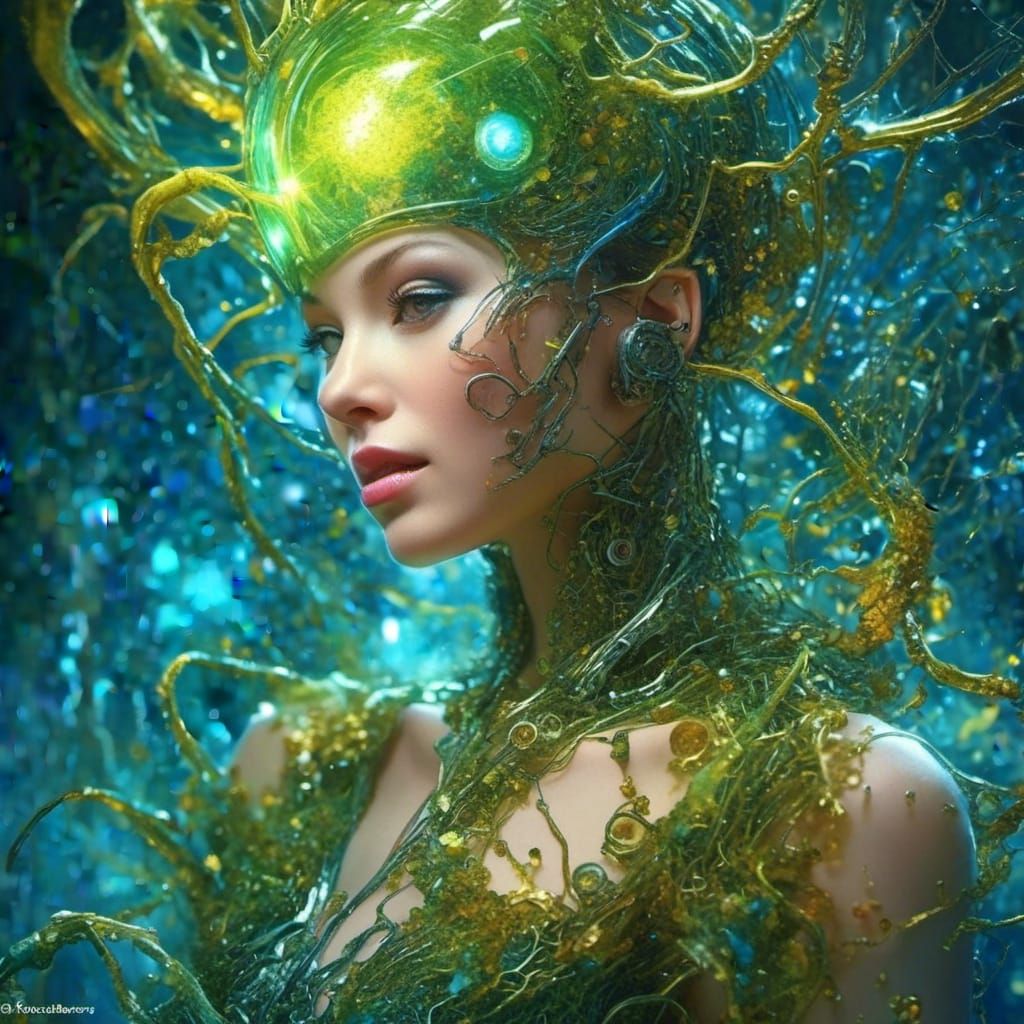 Bioluminescent Fantasy Art with Comic Style Elements