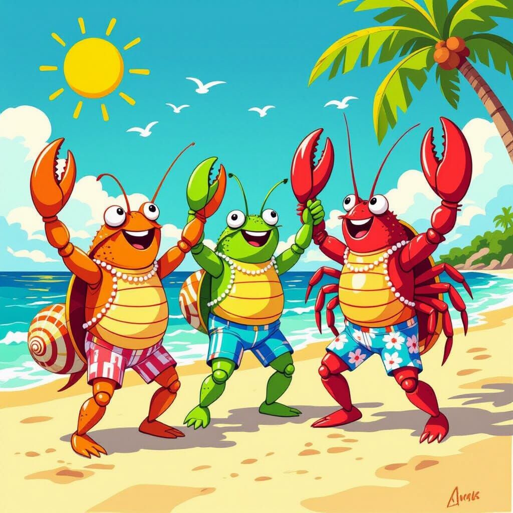 Dancing Sea Creatures Celebrate Summer on the Beach