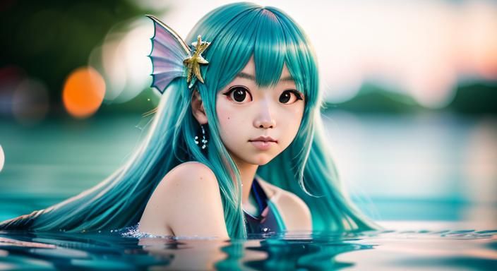 Anime Mermaid Portrait with Bokeh and Natural Light