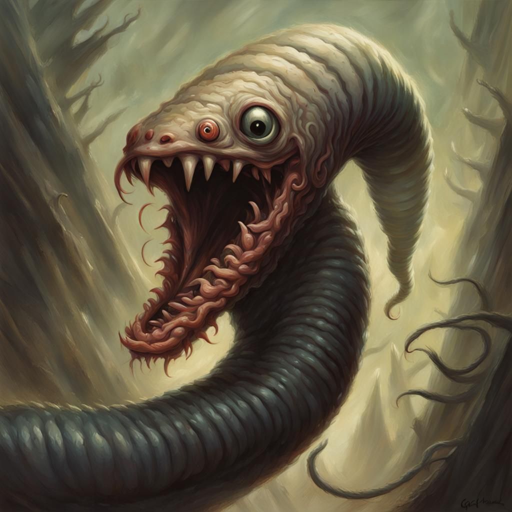 Sinister Parasitic Worm by Rutkowski Style