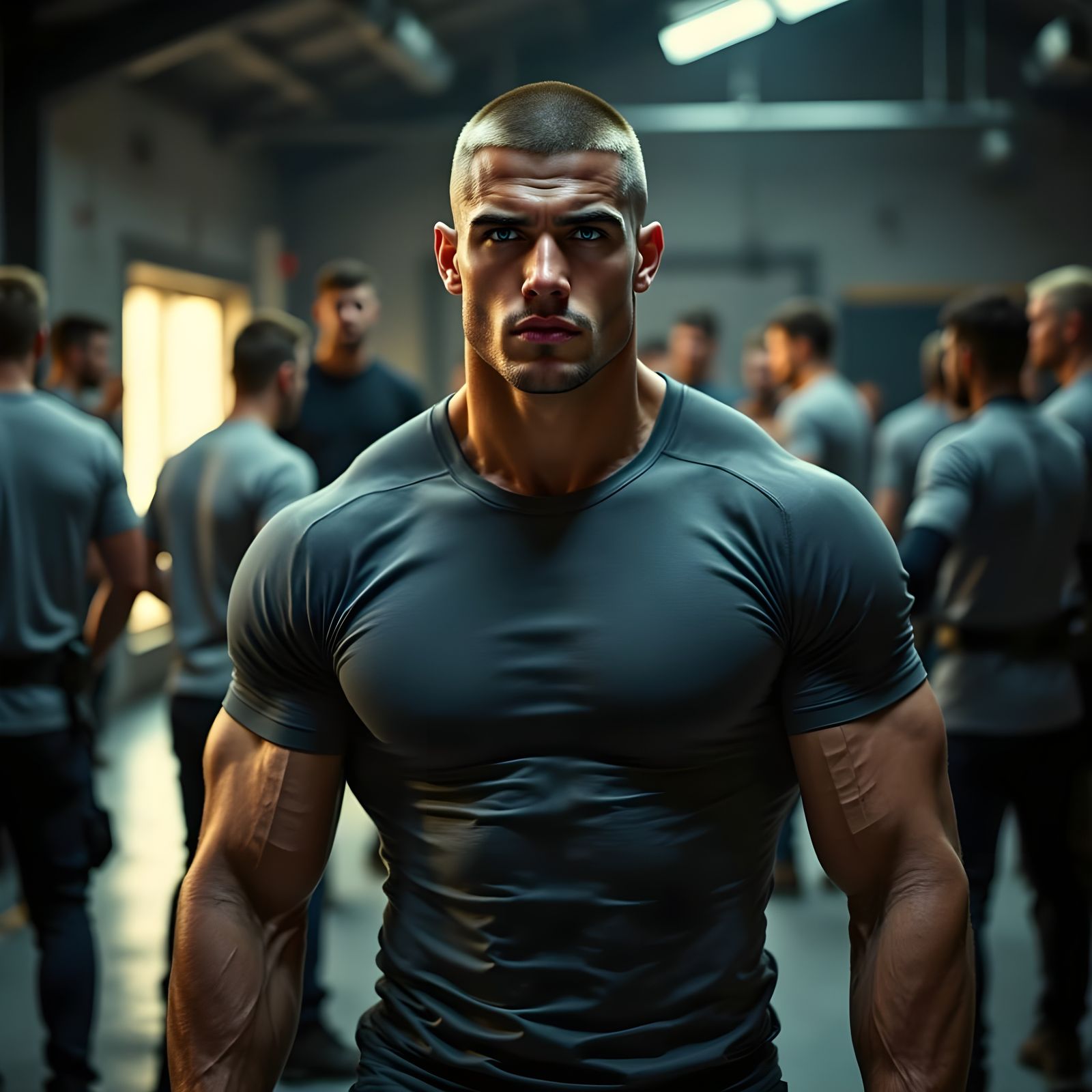 Confident Instructor in Police Academy Training Hall