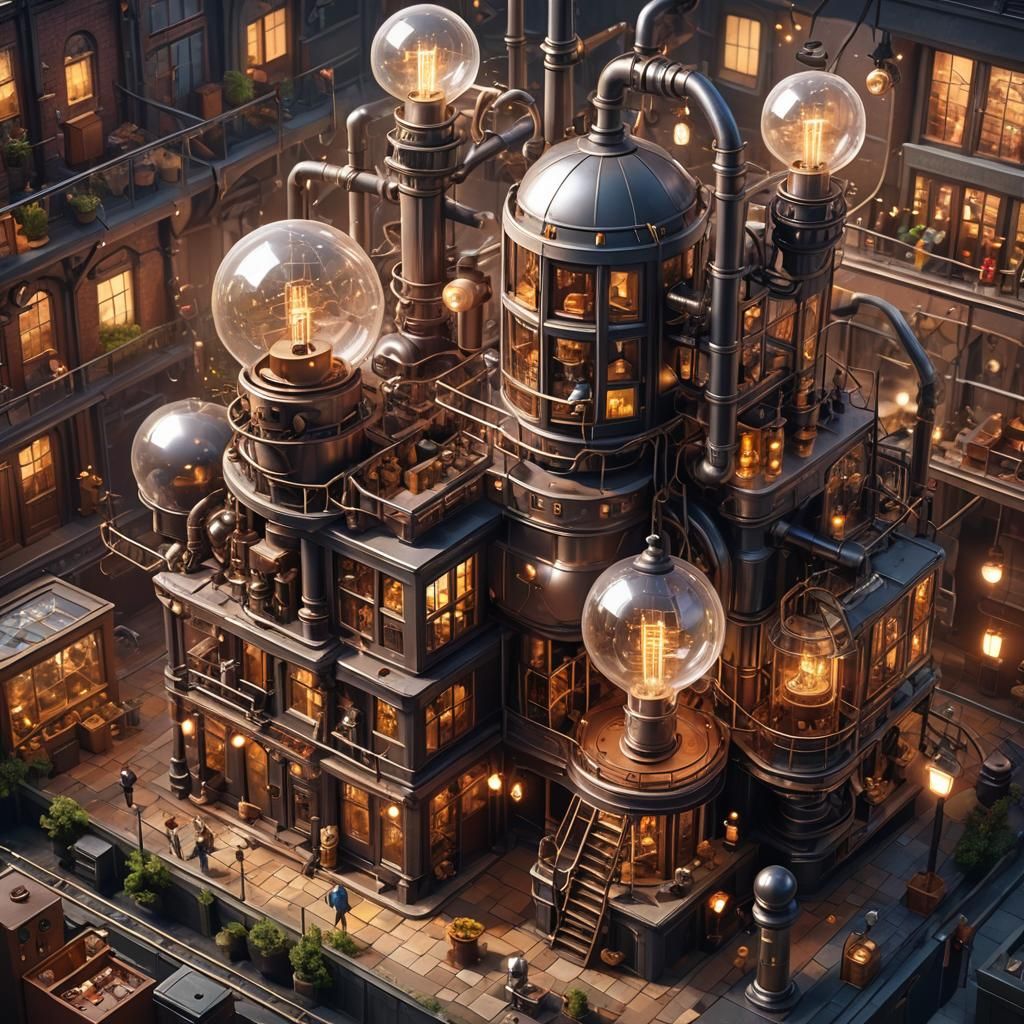 Chocolate Factory Puzzle Model with Dynamo Steam Machine