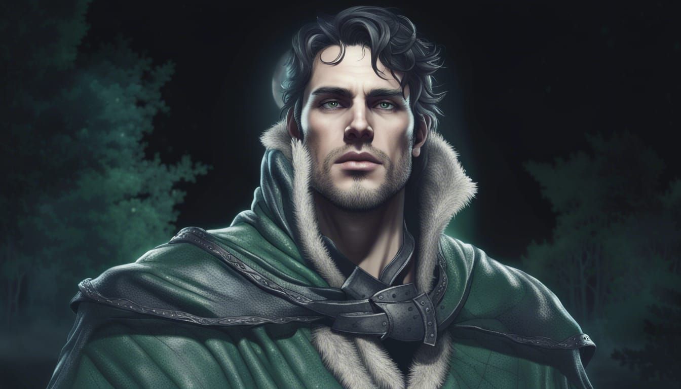 Handsome Medieval Adventurer in Misty Woodland