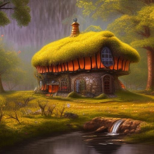 Gothic Fairycore Mushroom House in Golden Forest