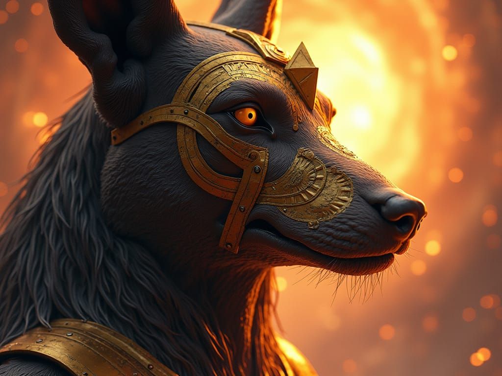 Anubis as Space Traveler in Digital Matte Painting