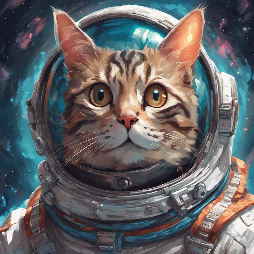 Astronaut Cat in Orbit: Hyperdetailed Portrait