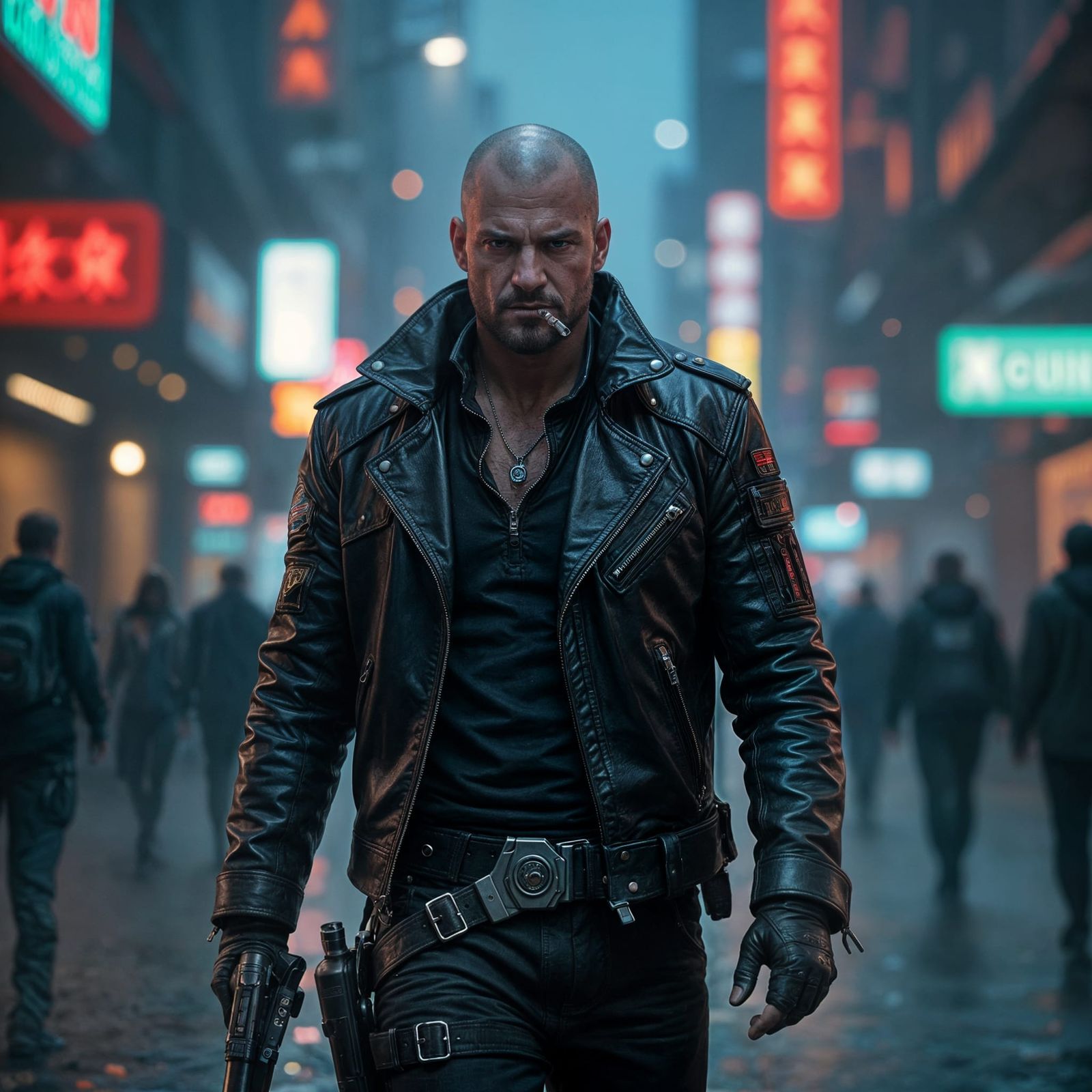 Science Fiction Spaceport Smuggler in Cyberpunk Style