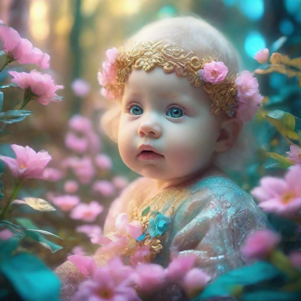 Mystical Newborn Portrait in Art Nouveau Style