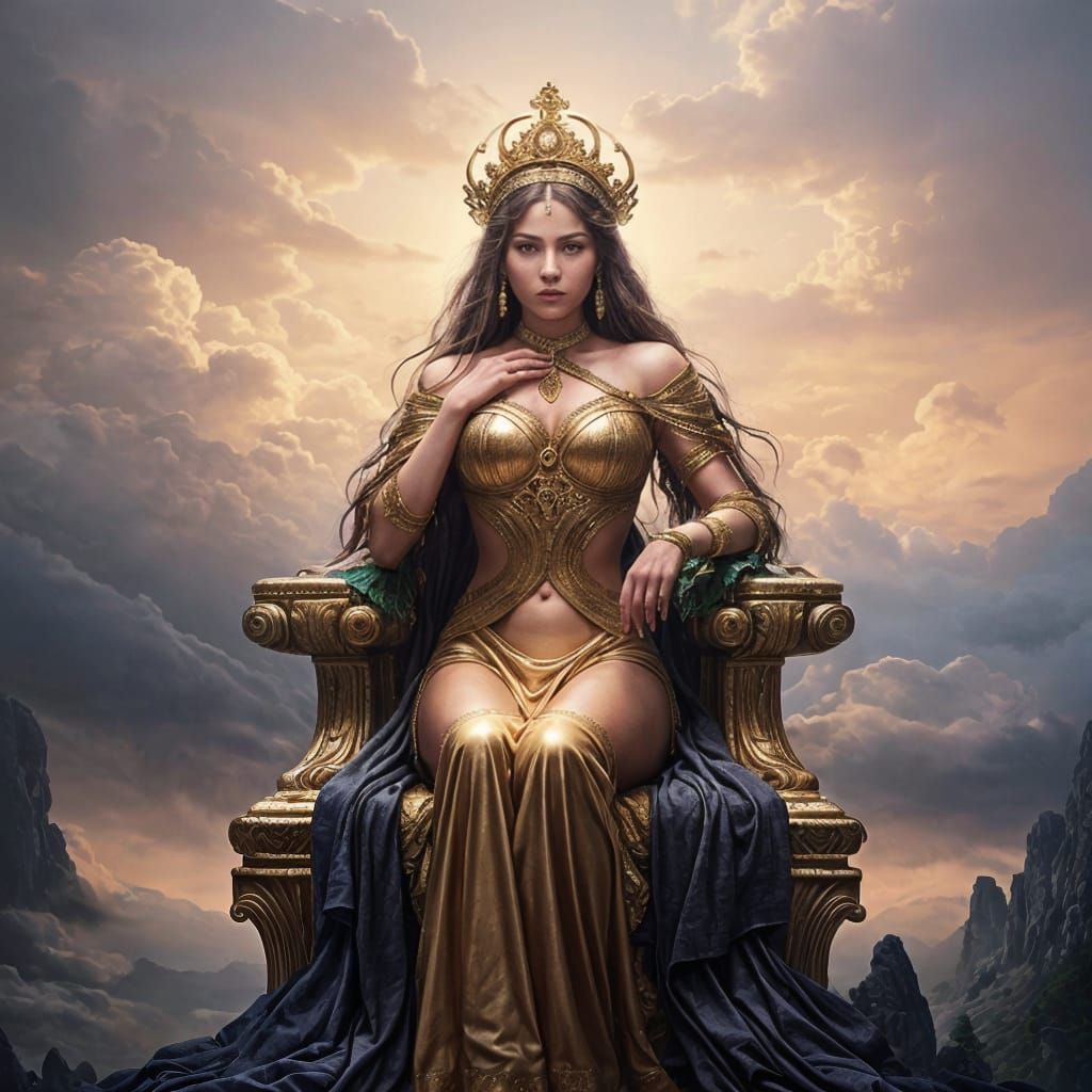 Aphrodite Ascending Her Throne: Dark Fantasy Art
