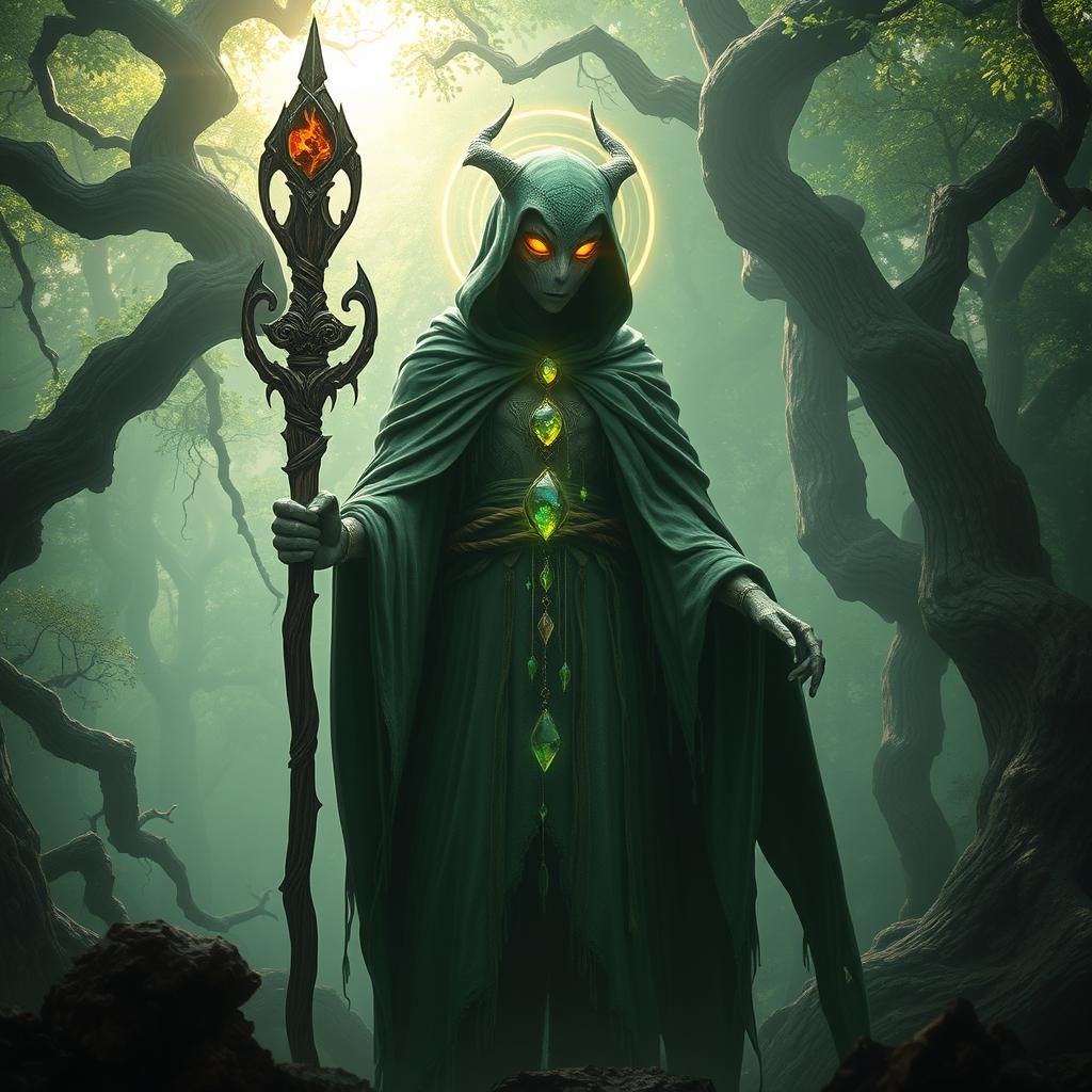 Mystical Woodland Catcher in Ancient Forest