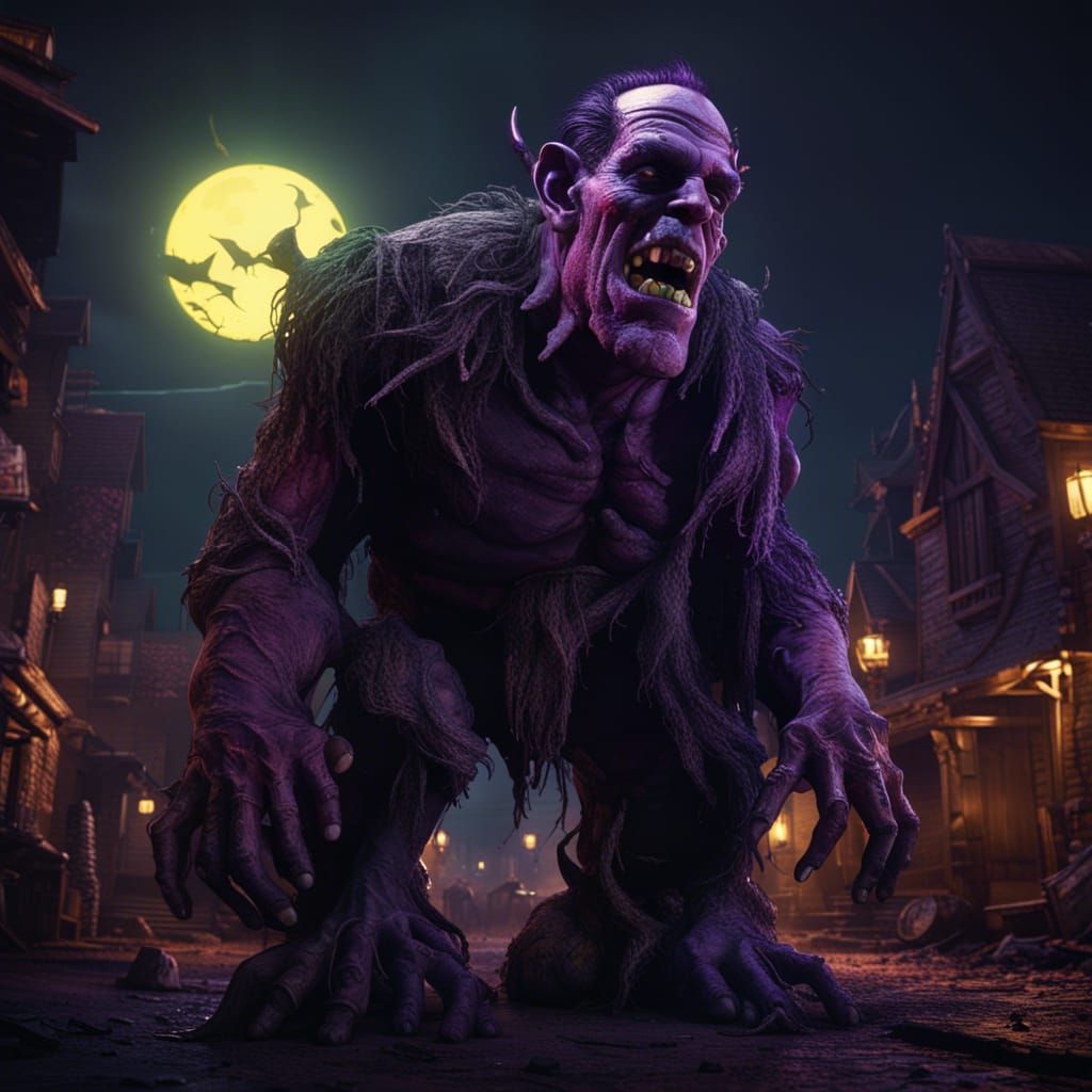 Frankenstein in Halloween Town: Dark Fantasy Concept Art