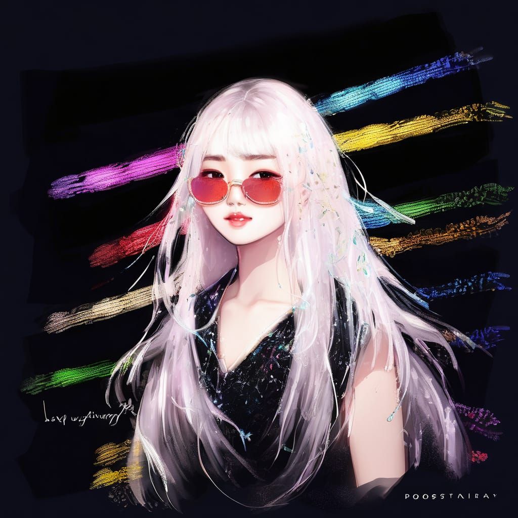 Impressionist Woman in Beaded Gown with Flowers in Hair