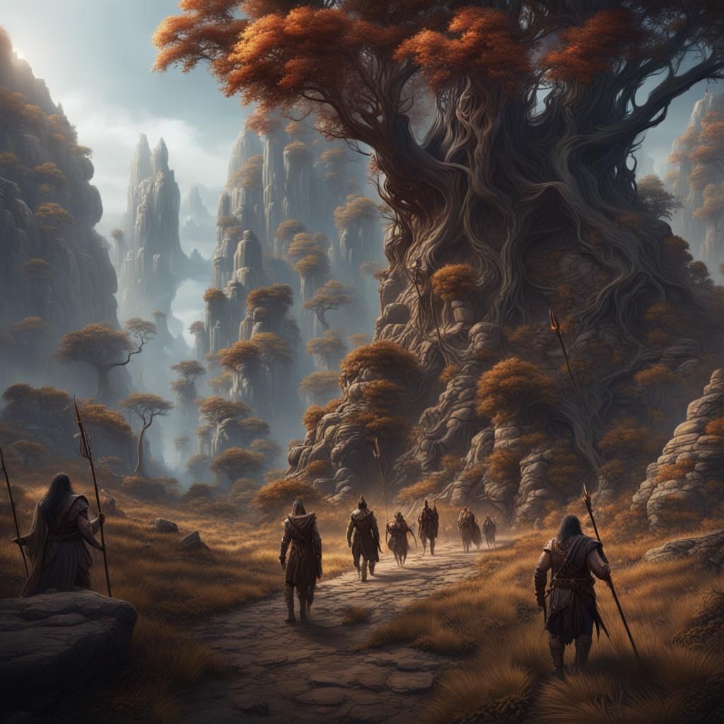 Primitive People Hunting: Detailed Matte Painting