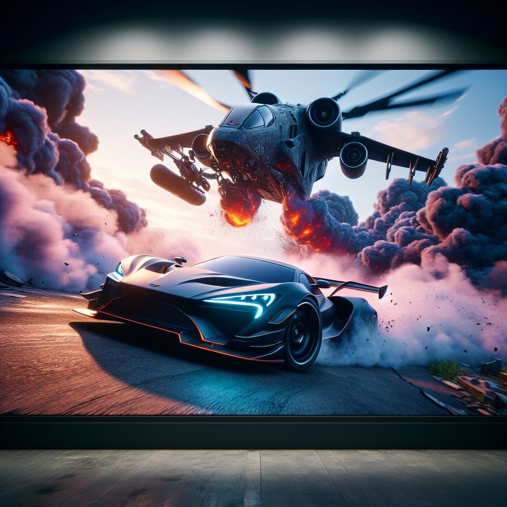 Fantasy Car Drifting with Helicopter Chase