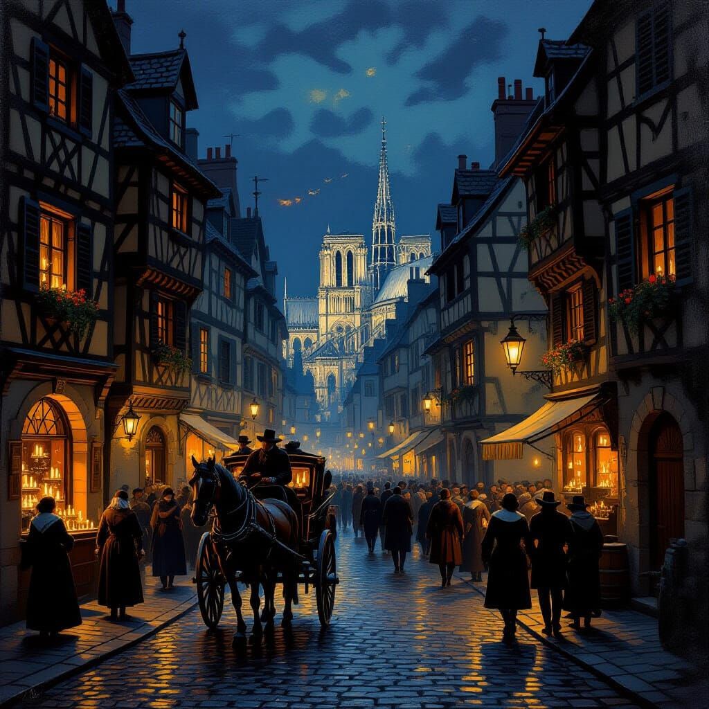 Medieval Paris Nightlife in Earth Tones