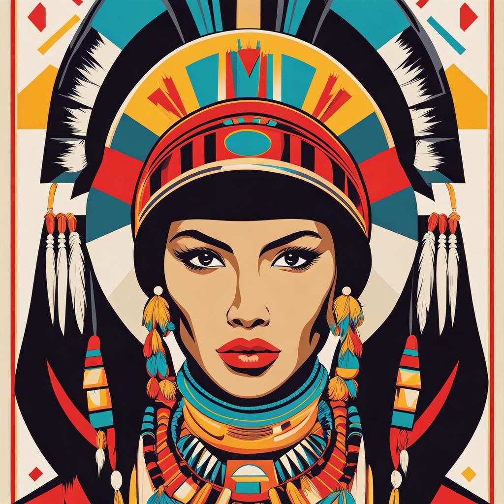 Navajo Woman in Traditional Dress: Pop Art Style