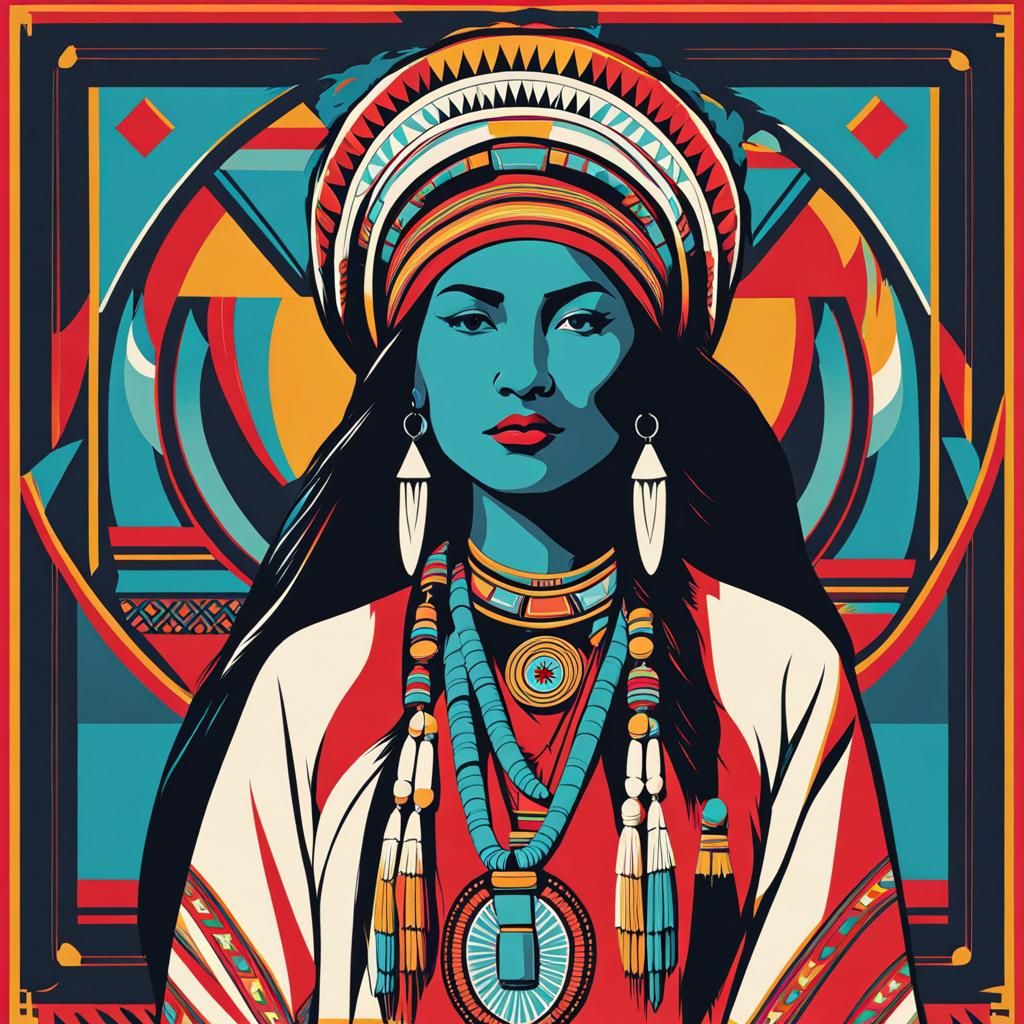 Navajo Woman in Traditional Clothing: Pop Art Design