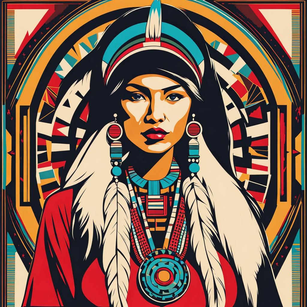 Navajo Woman in Traditional Clothing: Pop Art Sticker