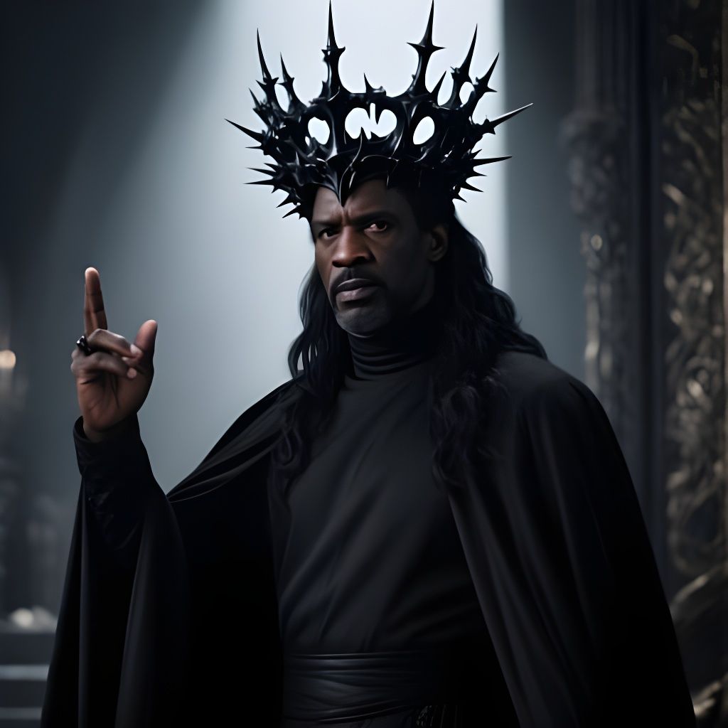 Dark Fantasy Lord: Mature Black Man with Spiked Headdress