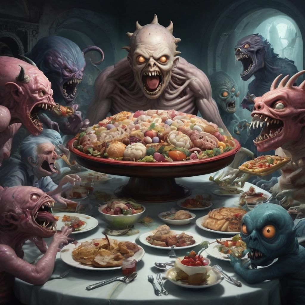 Monsters Gleefully Feast on Brains in Nightmarish Dream