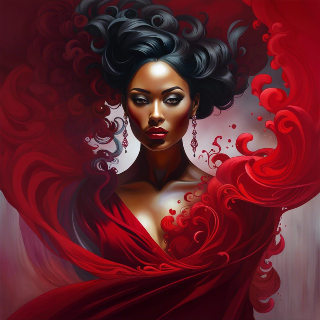 Smokey Dancer on Red Velvet: Oil Painting