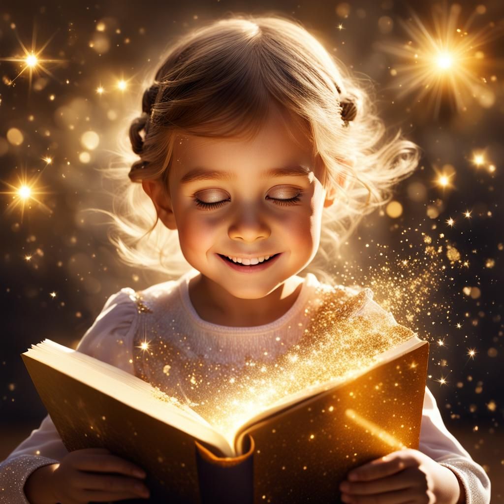 Girl's Enchanted Book: A Digital Oil Painting