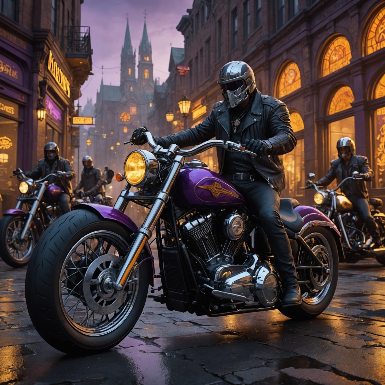 Nine Worthies Ride Harleys: Dark Fantasy Art