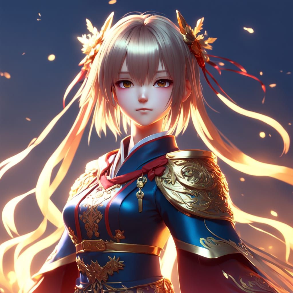 Anime Character in 3D, Inspired by WLOP