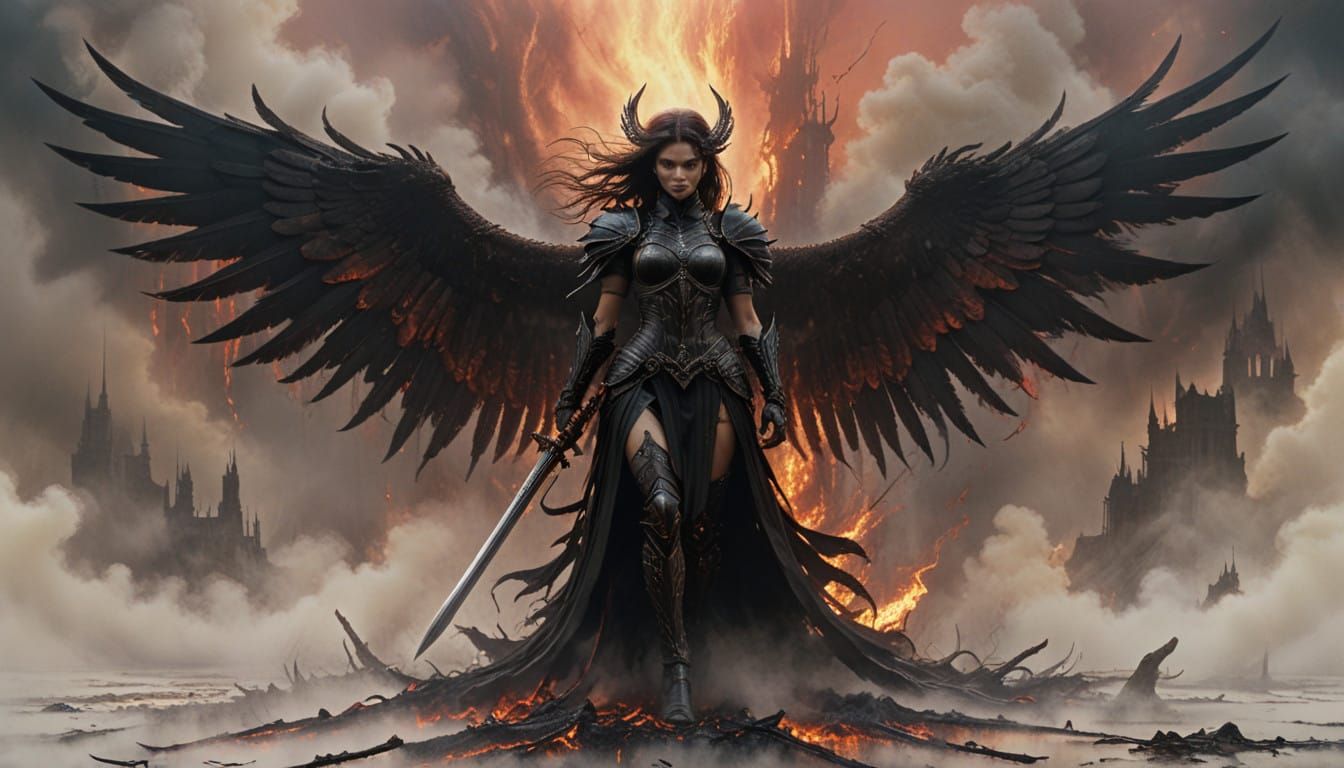 Dark Gothic Valkyrie in Grim Battle Ready