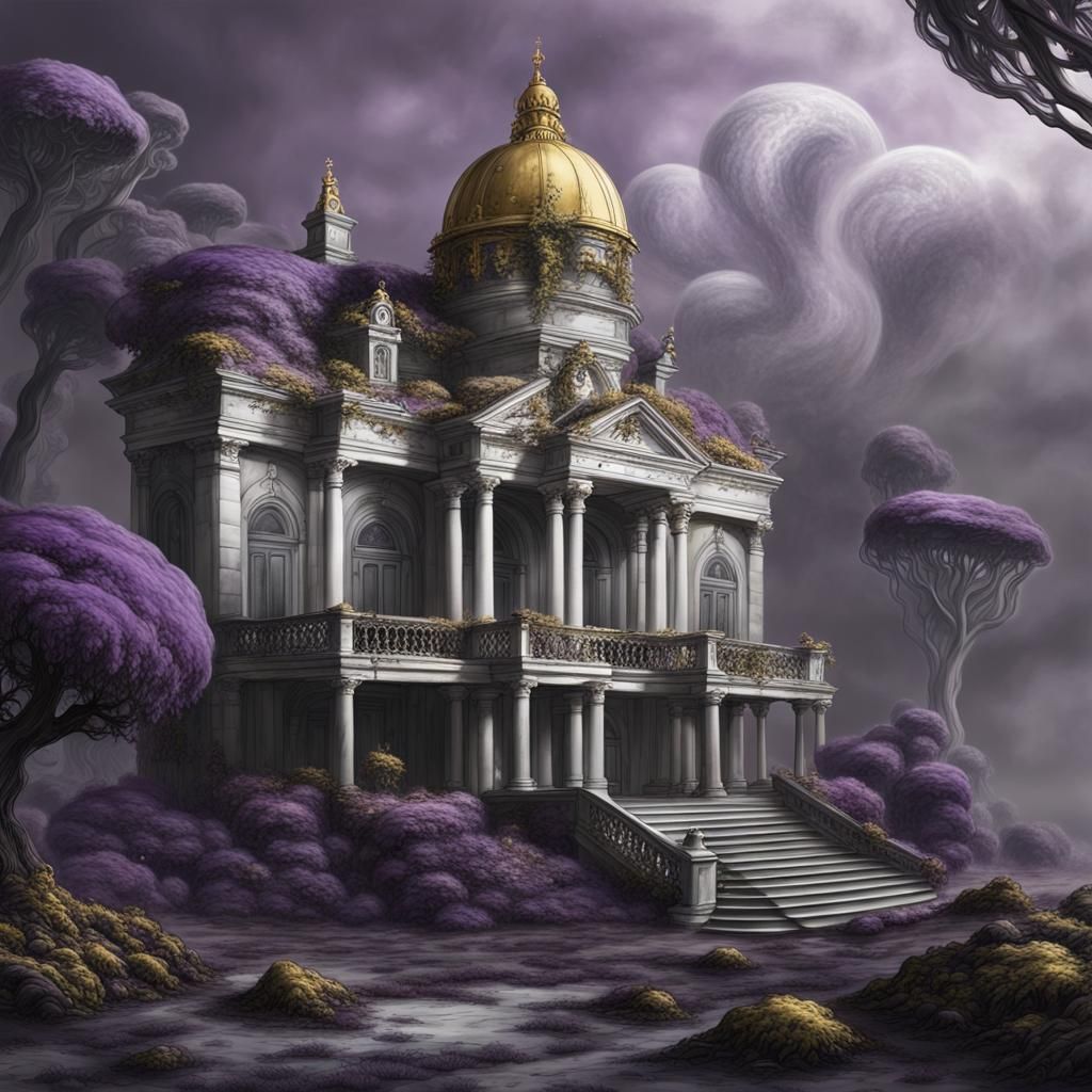 Dark Fantasy Landscape with Fungal Growths