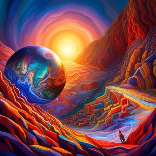 Sisyphus and the Mountain of Spheres: Digital Art