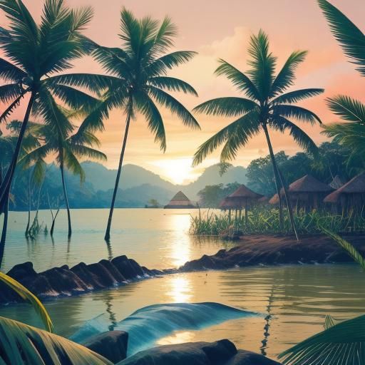 Lagoy Bay Bintan T-Shirt Design in Cubist Style