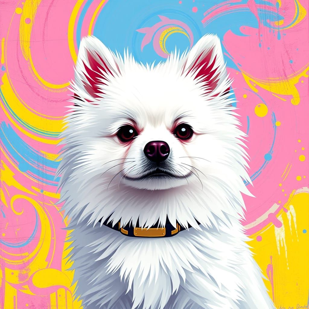 Japanese Spitz Dog in Pop Art Style