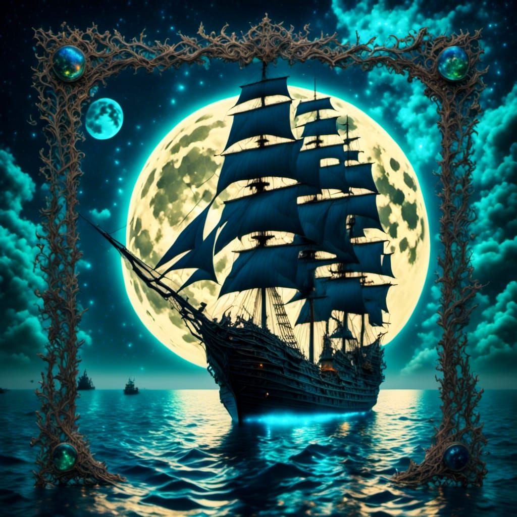 Moonlit Pirate Ship
