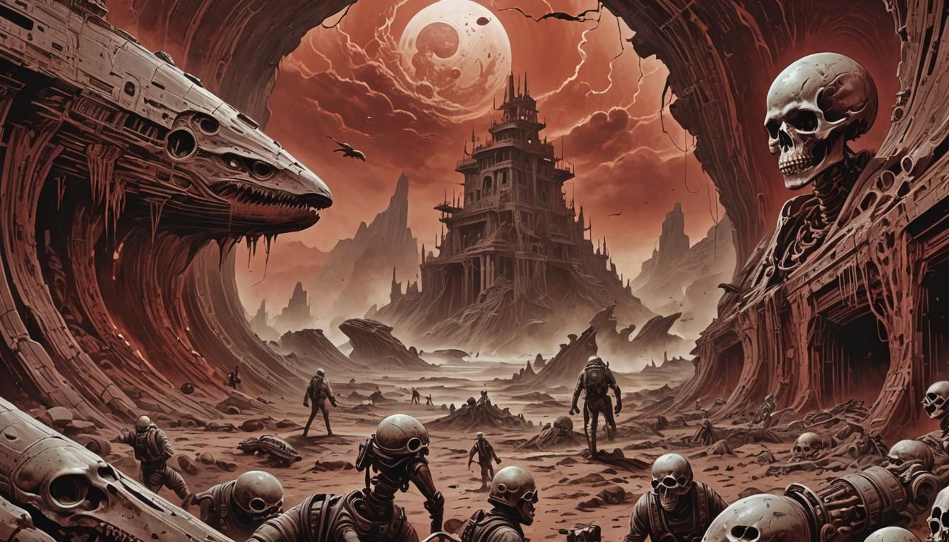 Retro Sci-Fi Comic Art of Martian Ruins