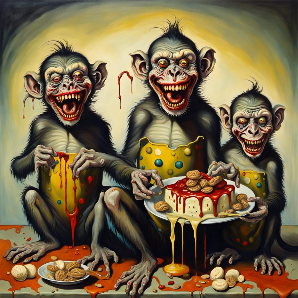 Surreal Zombie Monkey Clown Toddlers Feast
