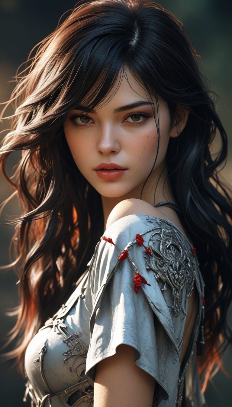 Digital art, Girl brunette