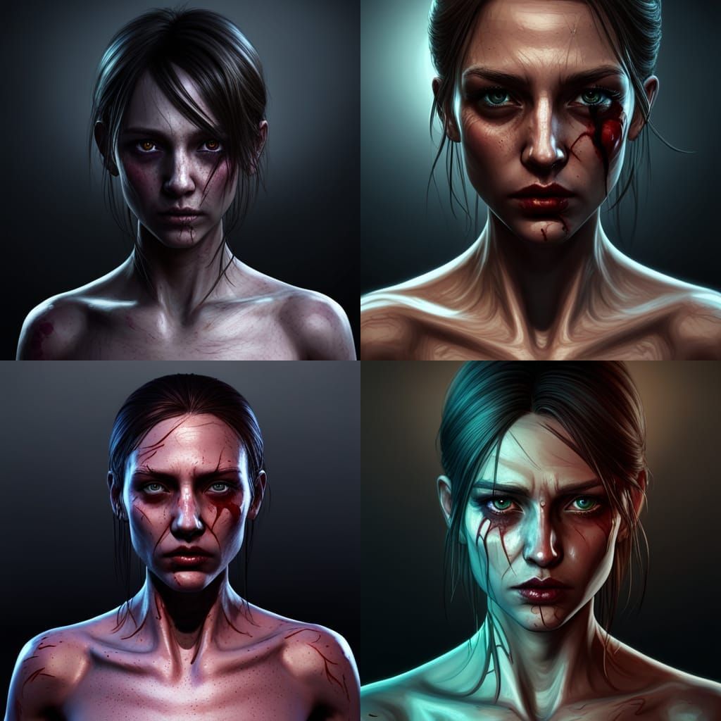 Sad Girl with Black Tears: Dark Fantasy Art