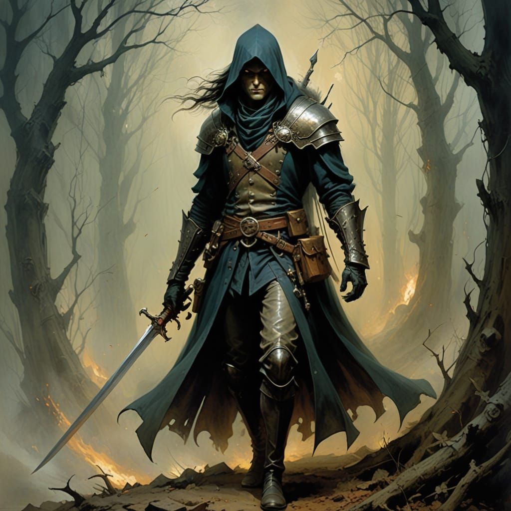 Grimdark Medieval Rogue in Dark Fantasy Art