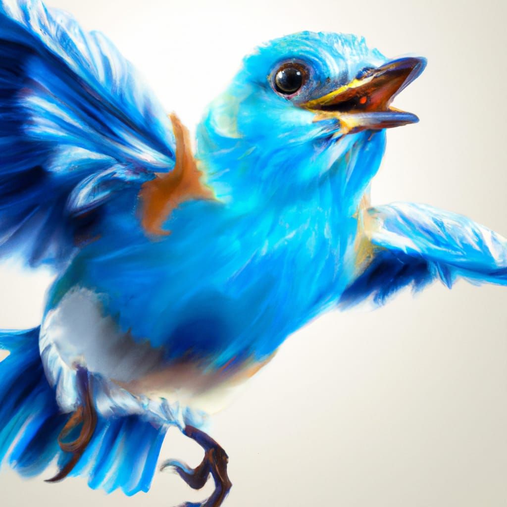 Photorealistic Bluebird of Happiness Digital Painting