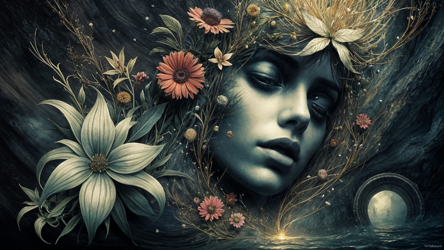 Ancient Face Emerges in Forgotten Floral Realm