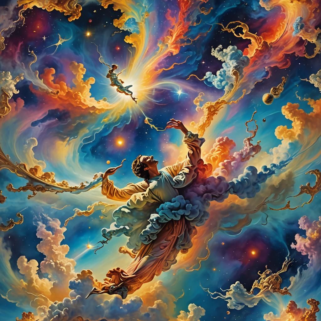 Souls Move Between Dimensions in Cosmic Surrealism