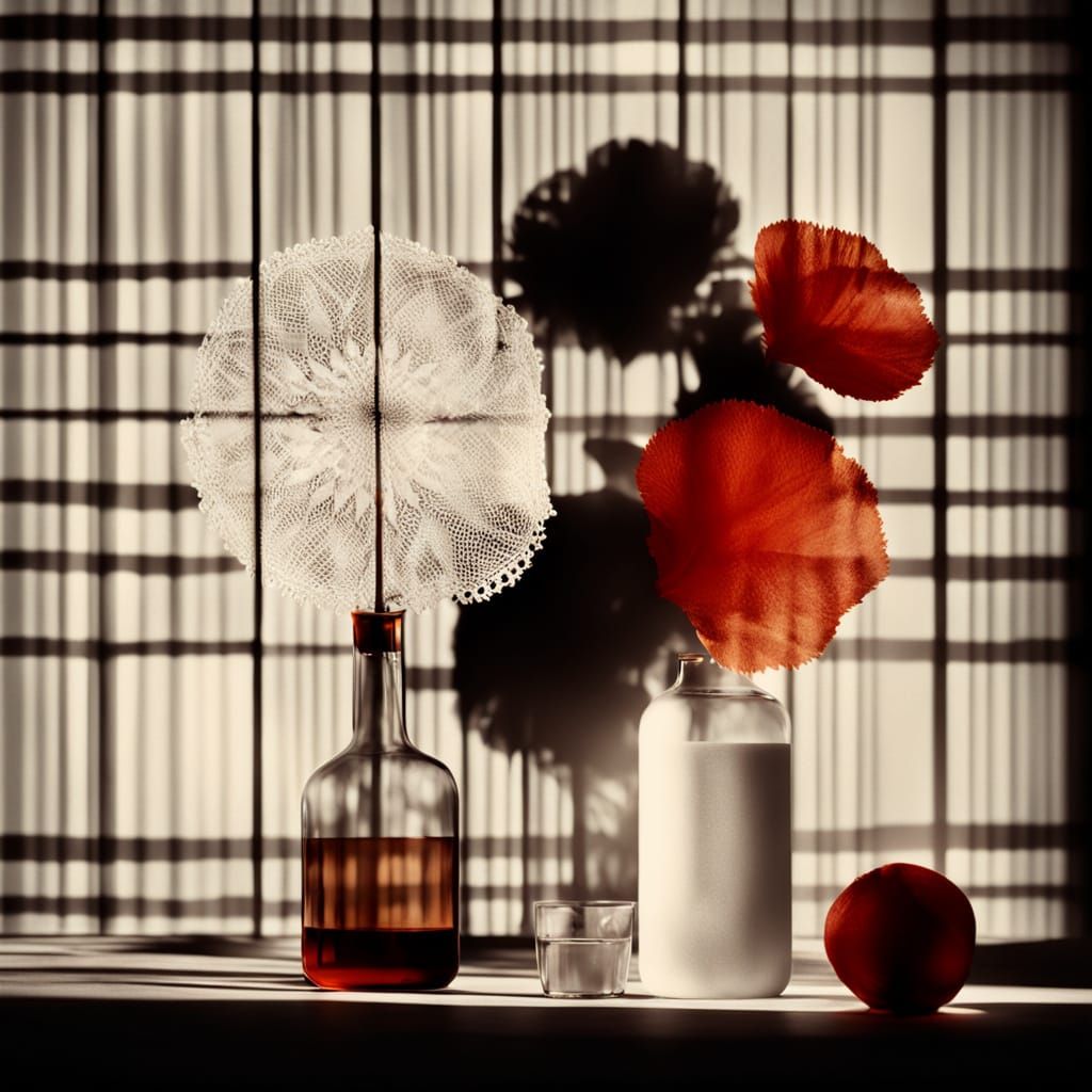 Vintage Lace Table Still in Photogram Style