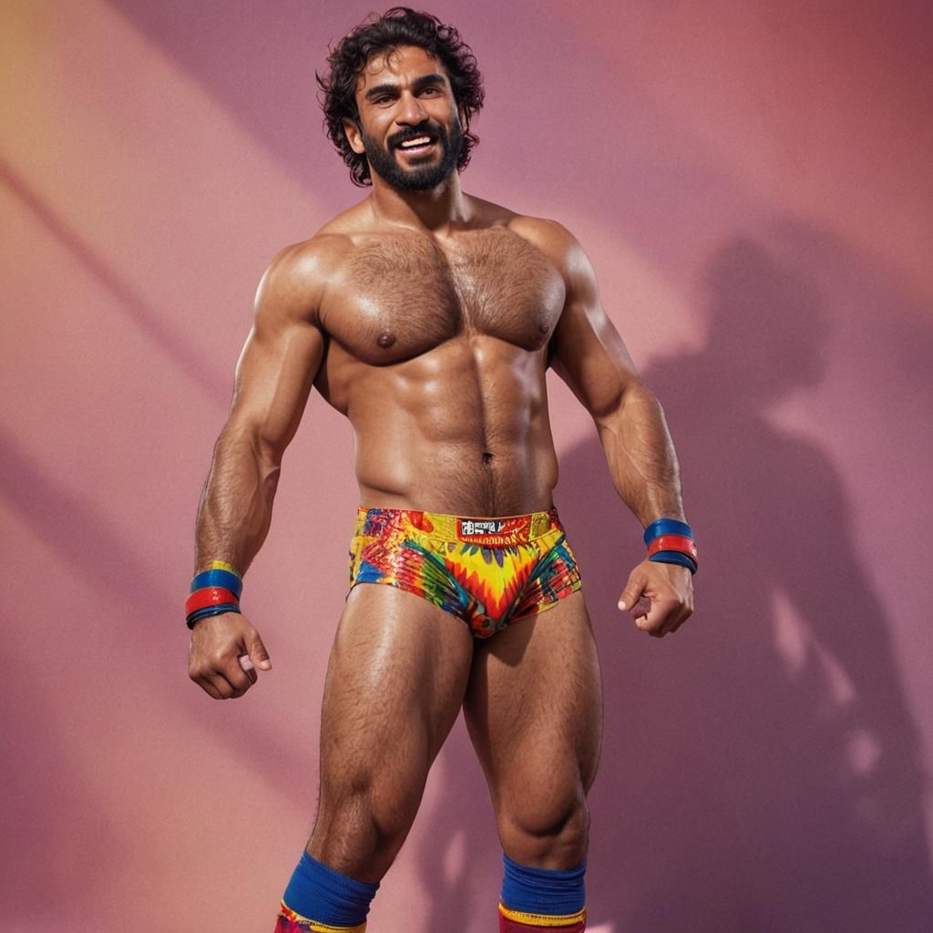 Pakistani Wrestler Triumphant, Hyperrealistic Concept Art